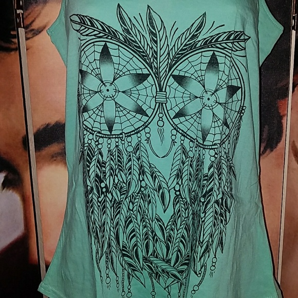 Too Fast by Banjo & Cake Blue Sacred Mystic Owl Feather Dream Catcher Tank Top - Picture 3 of 8